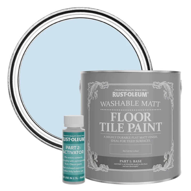 Rust-Oleum Blue Washable Matt Floor Tile Paint - Powder Blue 2.5L
