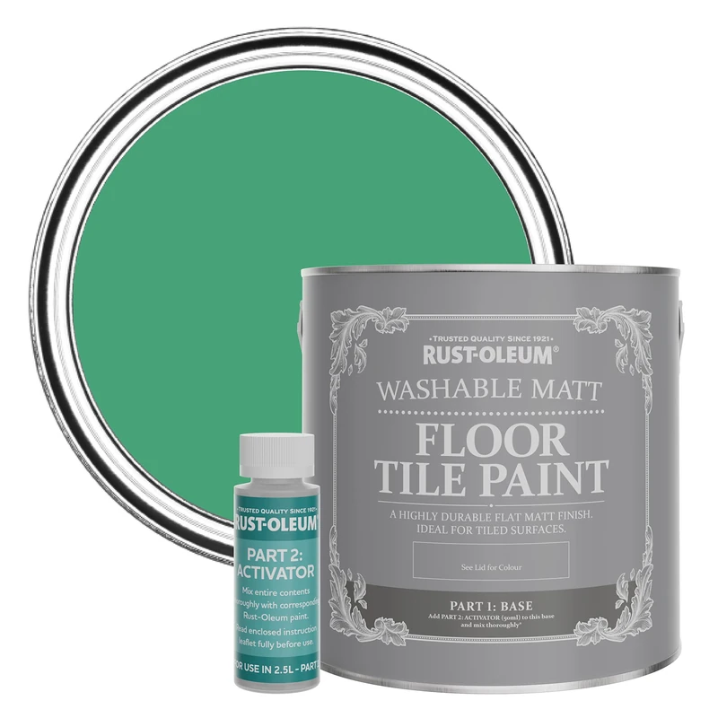 Rust-Oleum Green Washable Matt Floor Tile Paint - Emerald 2.5L