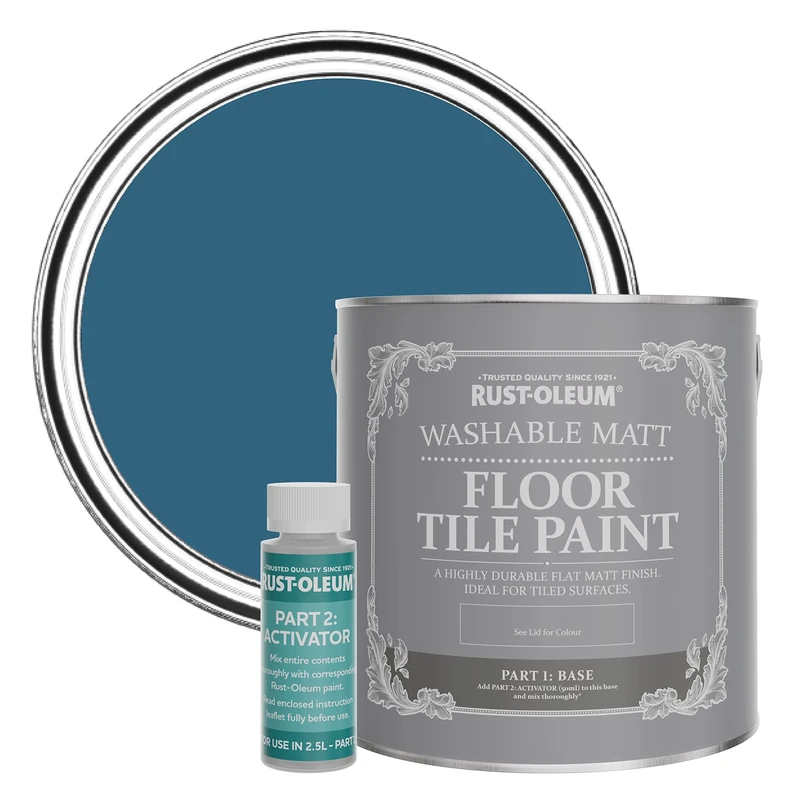 Rust-Oleum Blue Washable Matt Floor Tile Paint - Cobalt 2.5L