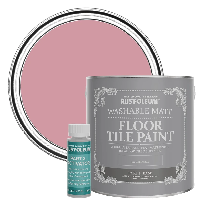 Rust-Oleum Pink Washable Matt Floor Tile Paint - Dusky Pink 2.5L