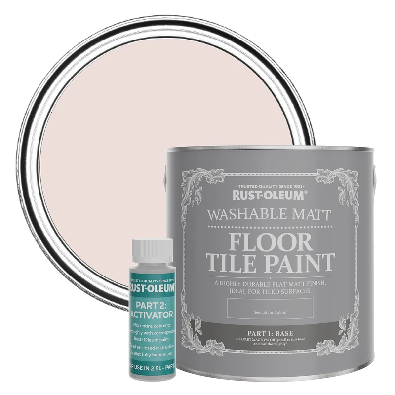Rust-Oleum Pink Washable Matt Floor Tile Paint - Elbow Beach 2.5L