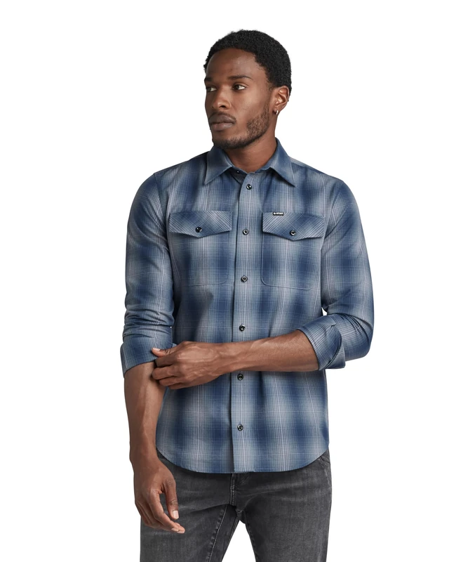 G-Star Men's Marine Slim Shirt, Multicolour (rank blue vanderbilt check D20165-D412-G092), XS