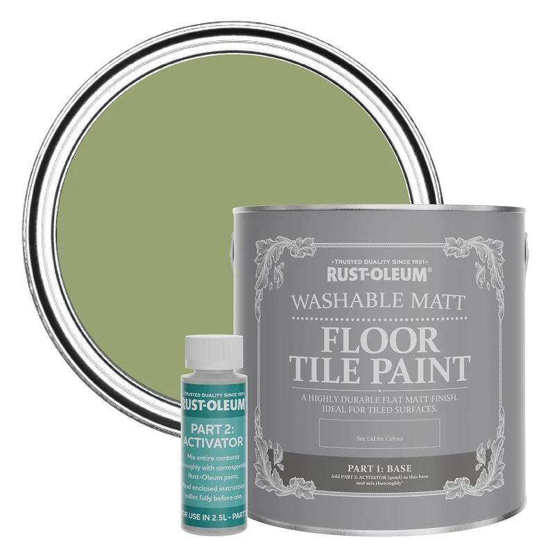 Rust-Oleum Green Washable Matt Floor Tile Paint - Familiar Ground 2.5L