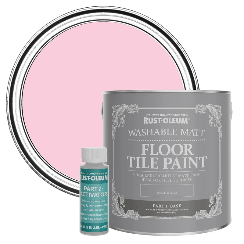 Rust-Oleum Pink Washable Matt Floor Tile Paint - My Husband Said No 2.5L