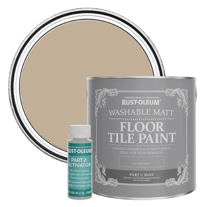 Rust-Oleum Brown Washable Matt Floor Tile Paint - Salted Caramel 2.5L