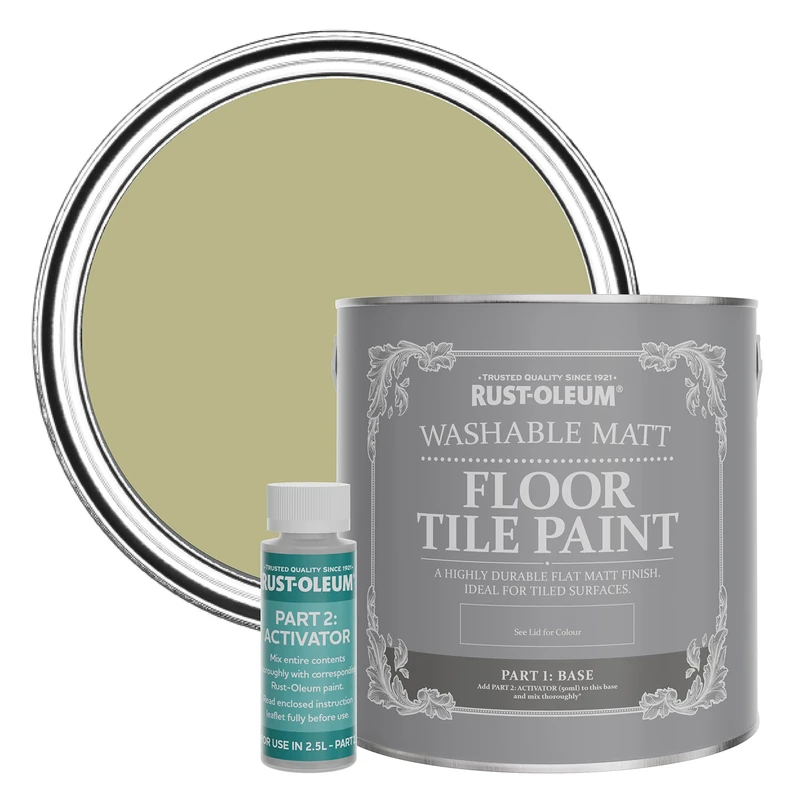 Rust-Oleum Green Washable Matt Floor Tile Paint - Sage Green 2.5L