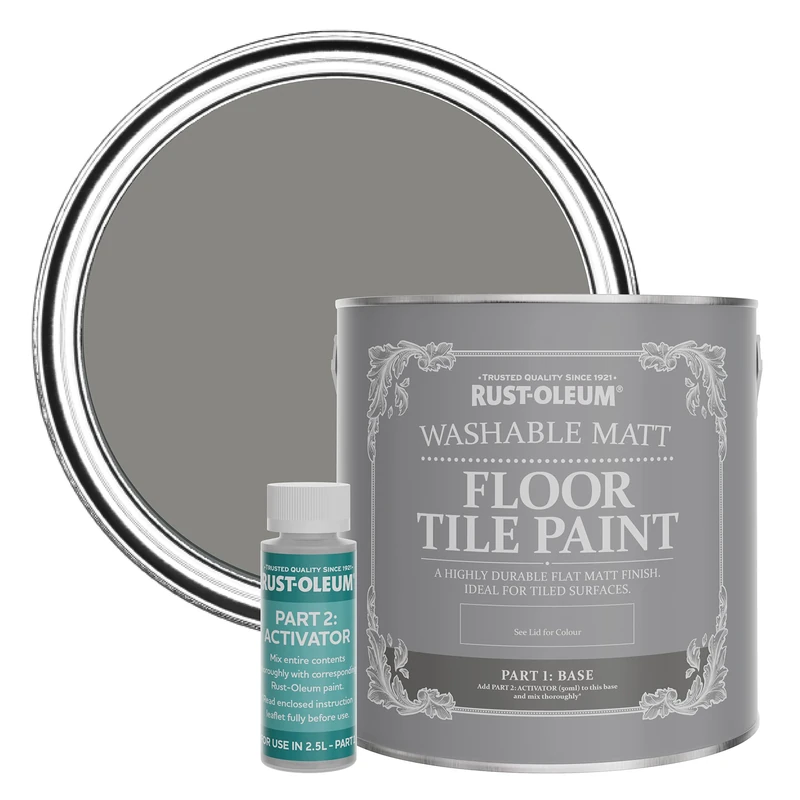 Rust-Oleum Grey Washable Matt Floor Tile Paint - Art School 2.5L