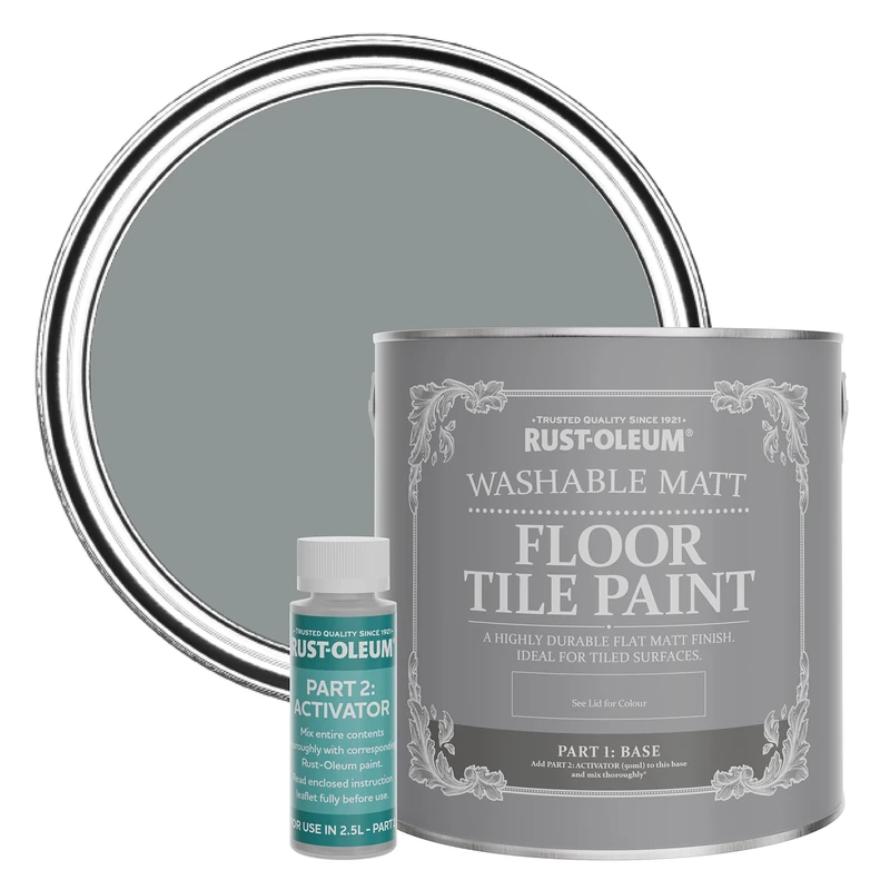 Rust-Oleum Mid-Grey Washable Matt Floor Tile Paint - Anthracite 2.5L