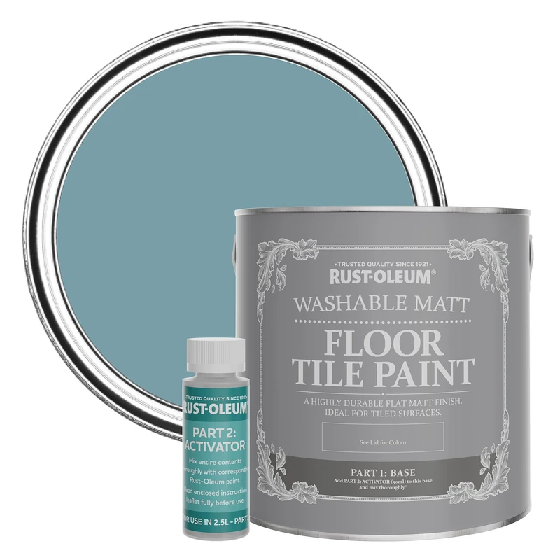 Rust-Oleum Blue Washable Matt Floor Tile Paint - Pacific State 2.5L