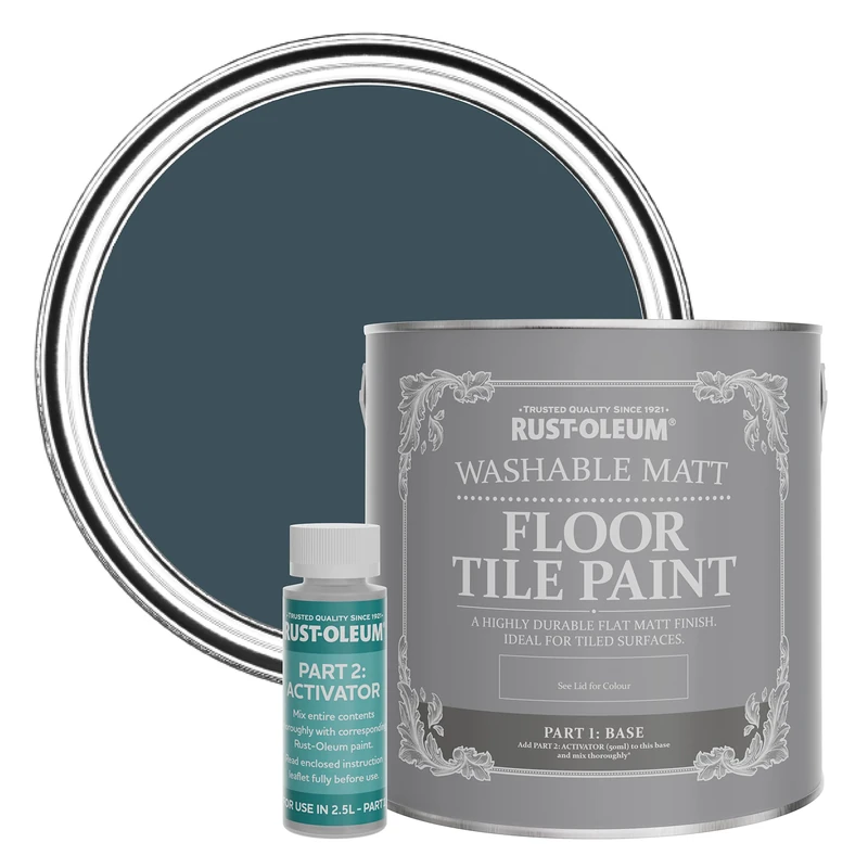 Rust-Oleum Blue Washable Matt Floor Tile Paint - Evening Blue 2.5L