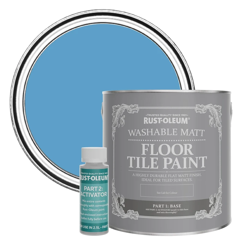 Rust-Oleum Blue Washable Matt Floor Tile Paint - Cerulean 2.5L