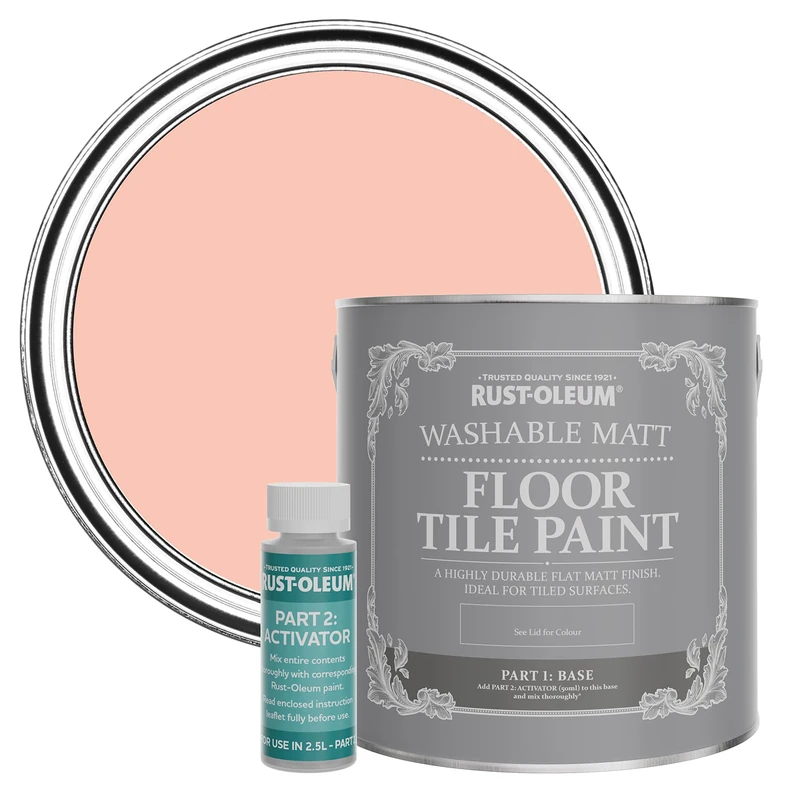 Rust-Oleum Peach Washable Matt Floor Tile Paint - Happy as a Clam 2.5L - Image 1