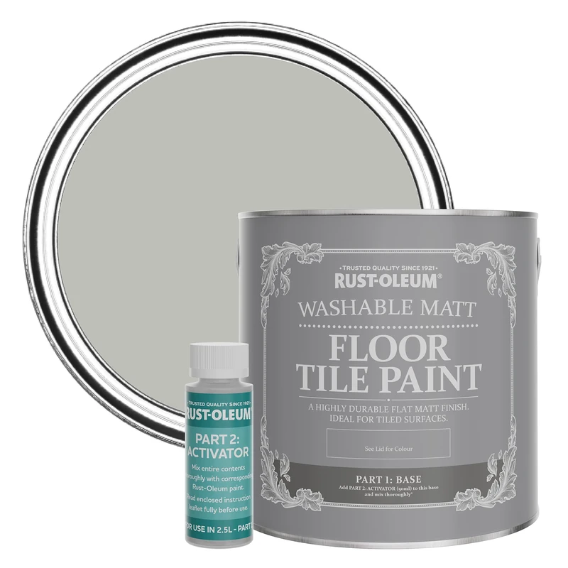 Rust-Oleum Grey Washable Matt Floor Tile Paint - Flint 2.5L