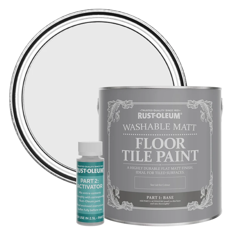 Rust-Oleum Grey Washable Matt Floor Tile Paint - Monaco Mist 2.5L