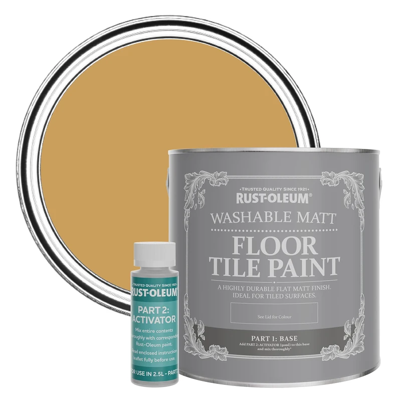 Rust-Oleum Yellow Washable Matt Floor Tile Paint - Dijon 2.5L