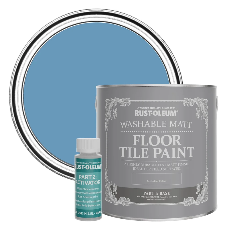 Rust-Oleum Blue Washable Matt Floor Tile Paint - Cornflower Blue 2.5L