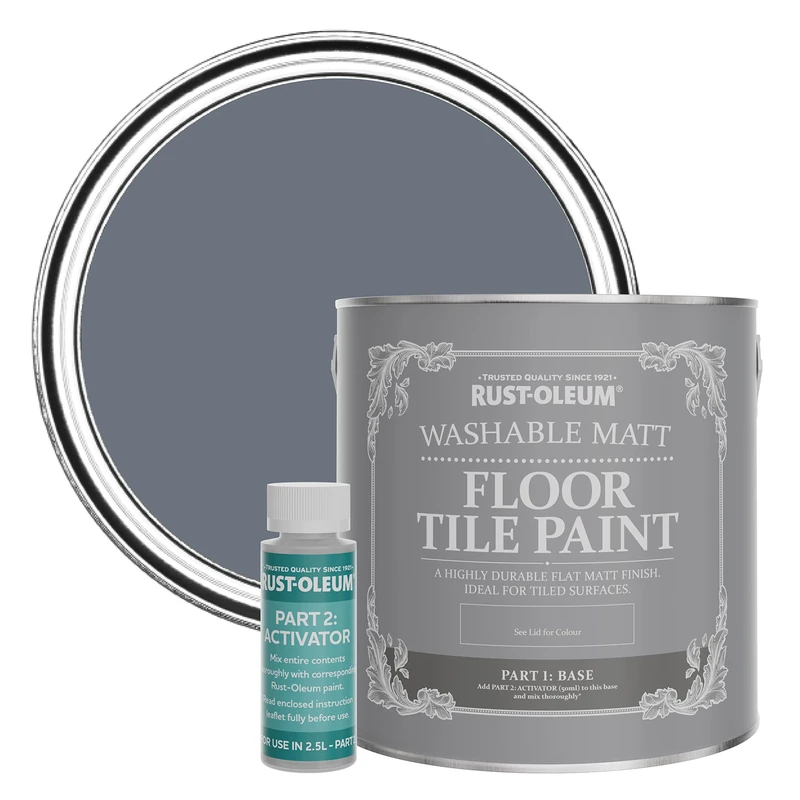 Rust-Oleum Grey Washable Matt Floor Tile Paint - Marine Grey 2.5L