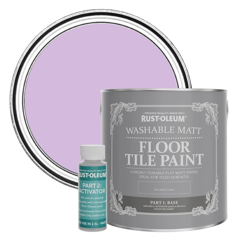 Rust-Oleum Purple Washable Matt Floor Tile Paint - Violet Macaroon 2.5L