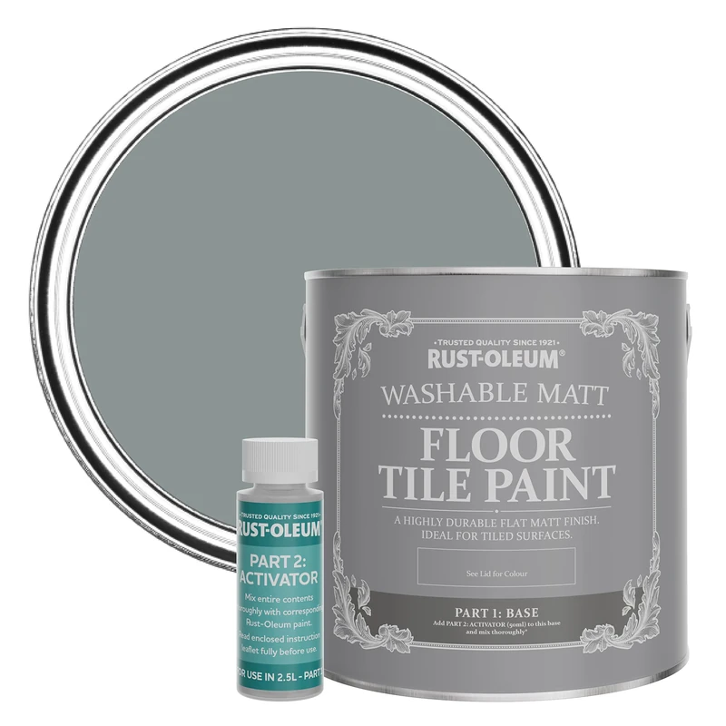 Rust-Oleum Grey Washable Matt Floor Tile Paint - Slate 2.5L