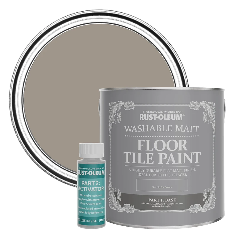 Rust-Oleum Brown Washable Matt Floor Tile Paint - Whipped Truffle 2.5L