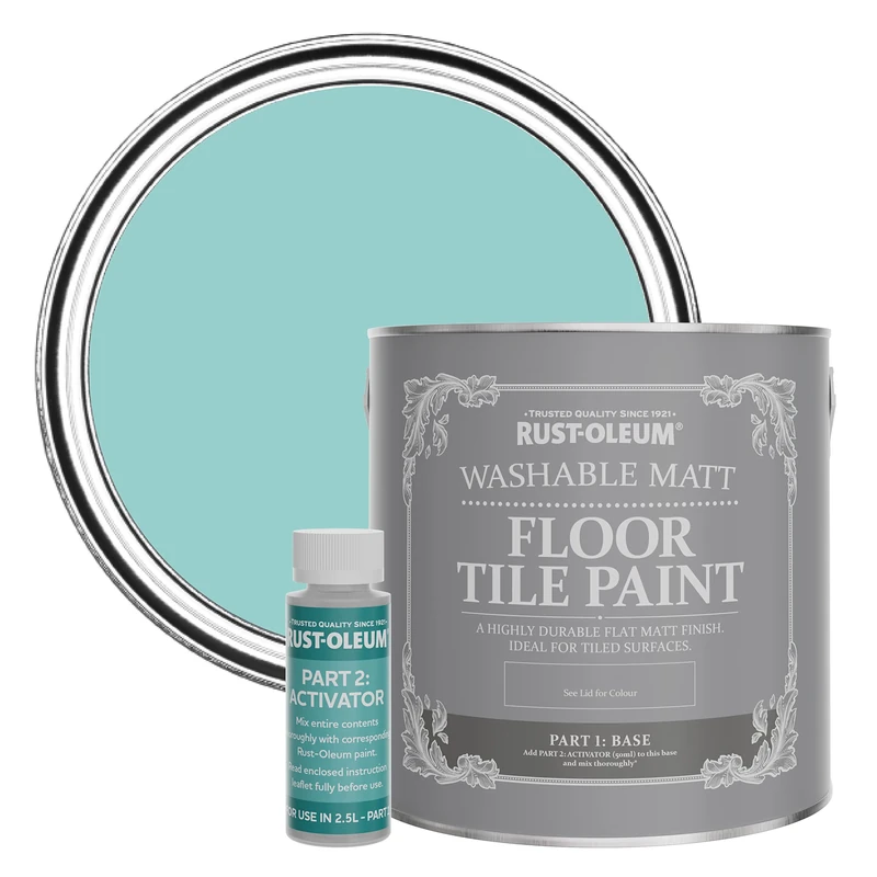 Rust-Oleum Blue Washable Matt Floor Tile Paint - Teal 2.5L
