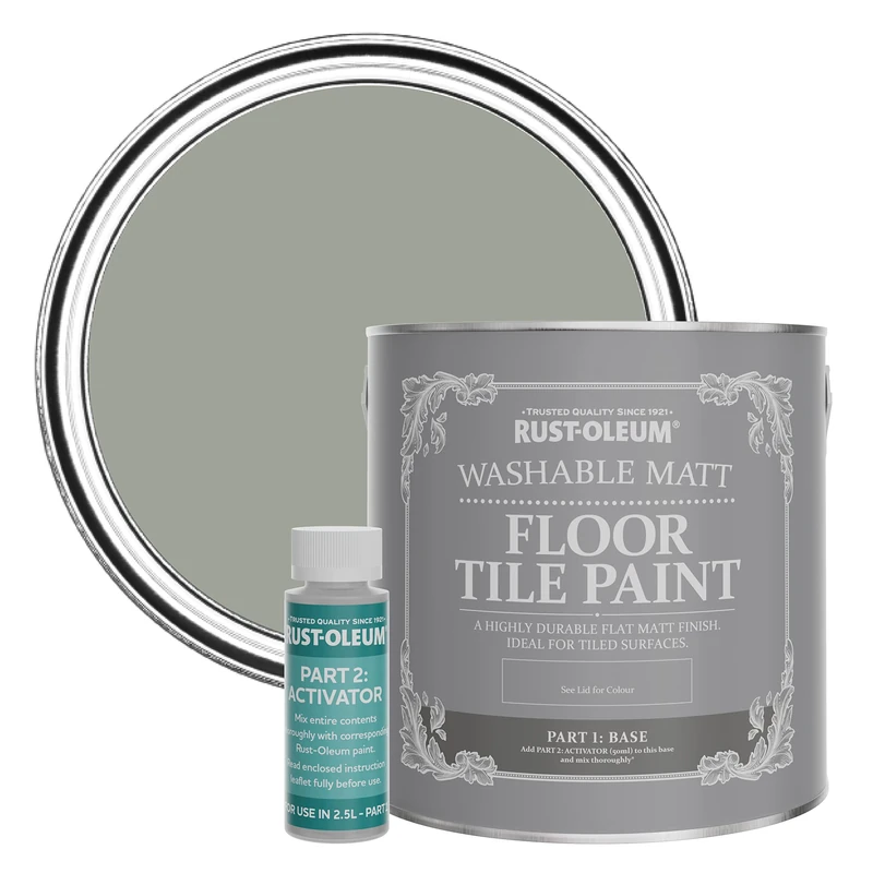 Rust-Oleum Green Washable Matt Floor Tile Paint - Tea Leaf 2.5L