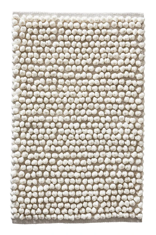 JOTEX Hills Popcorn Bath Mat, Cotton and Polyester Mix - White, 80 x 150 cm