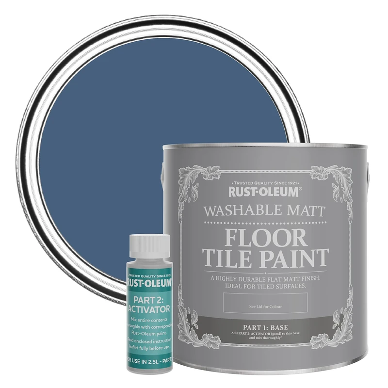 Rust-Oleum Blue Washable Matt Floor Tile Paint - Ink Blue 2.5L