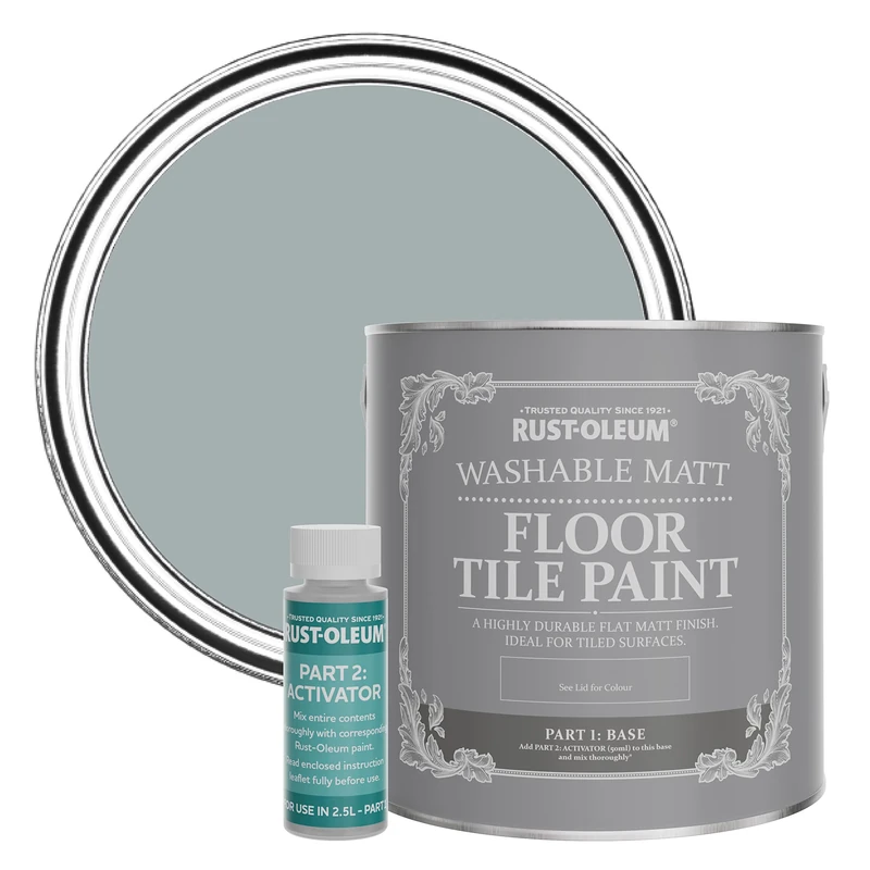 Rust-Oleum Grey Washable Matt Floor Tile Paint - Mineral Grey 2.5L