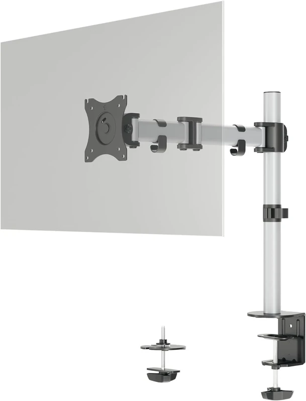 Durable Monitor Mount Select for 1 Screen - Monitor Stand with Clamp for Desks - VESA 75/100 - For 21 - 27 Inch Screens - Ergonomic, Height Adjustable, Rotate & Tilt - Securely Holds Screens Upto 8KG