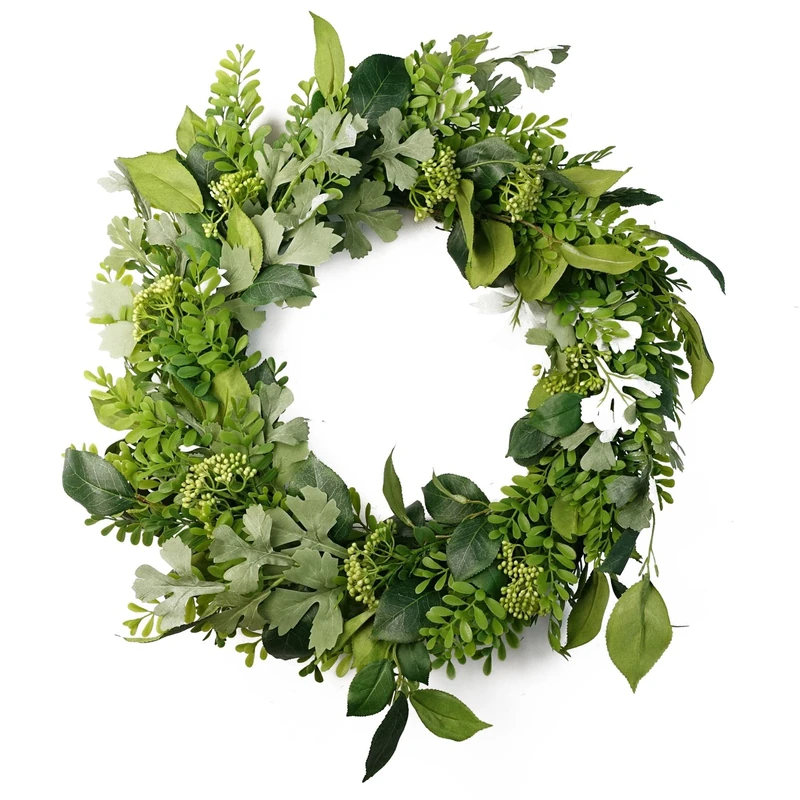 Leaf Design Artificial Blossom Wreath, 50 cm