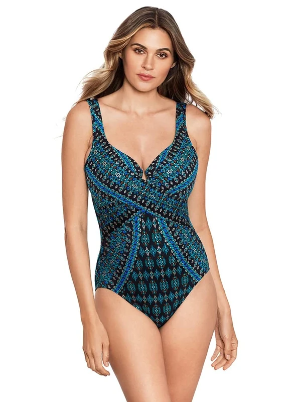 Miraclesuit Slimming Escape One-Piece Swimsuit - Black/Multi, Size 8