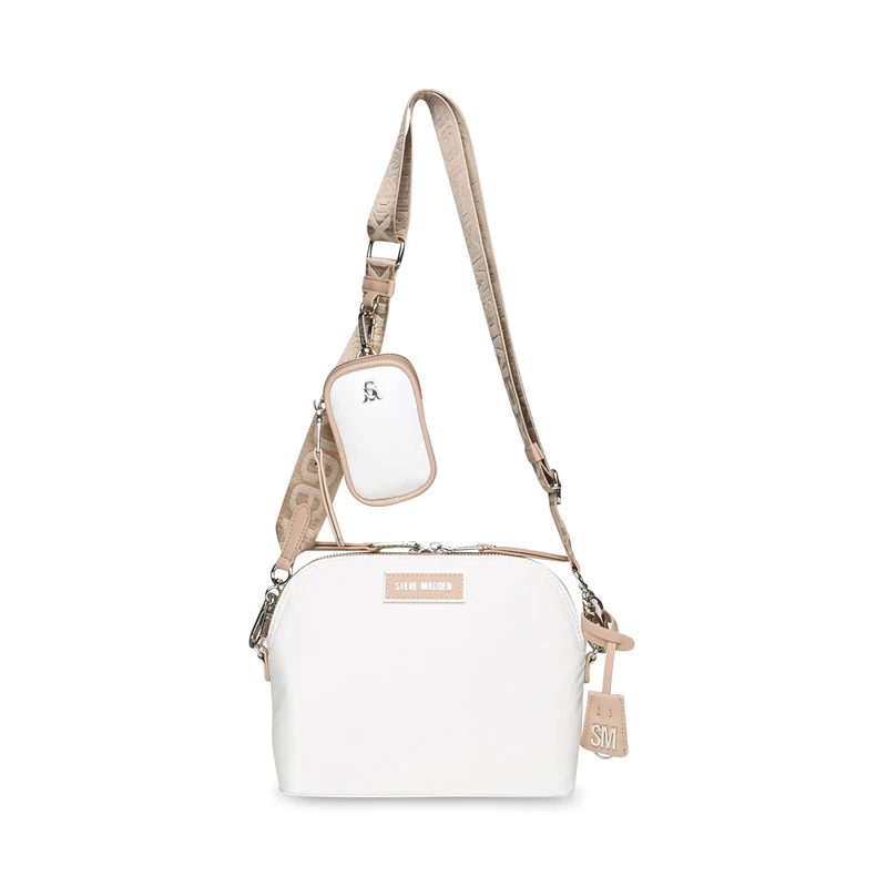 Steve Madden Women's Farren Nylon Dome Crossbody Bag, White Tan, One Size - Image 1