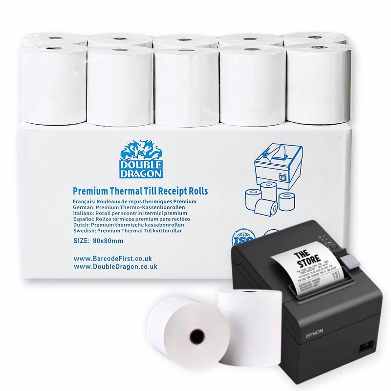 Double Dragon Thermal Paper Till 60 Rolls, 80 mm x 80 mm Size