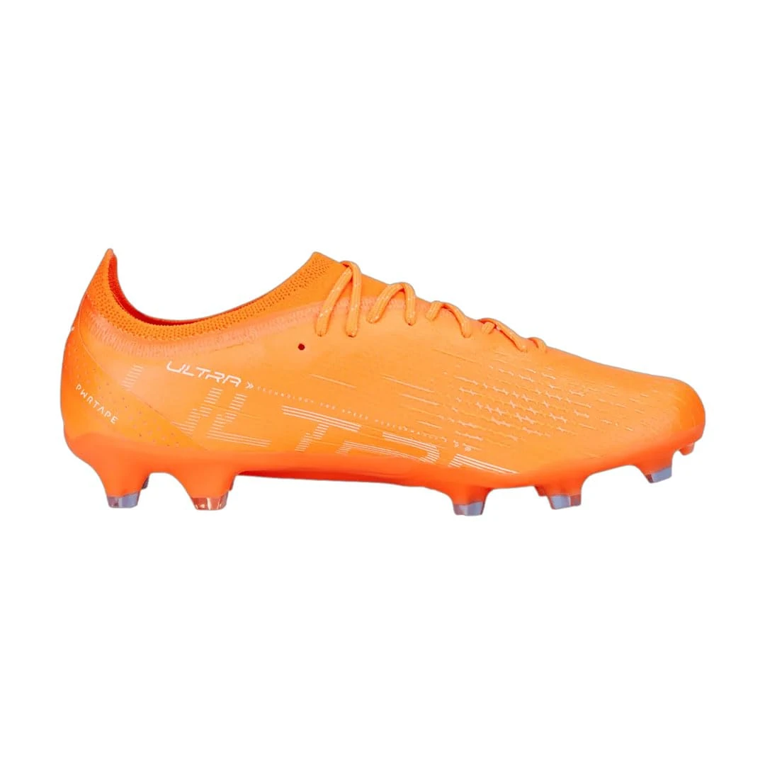 PUMA Men's Ultra Ultimate FG/AG Soccer Shoes, Ultra Orange/Puma White/Blue Glimmer, 6.5, 107163-01-6.5