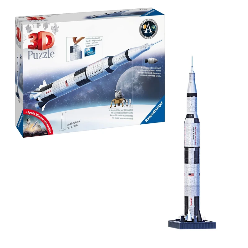 Ravensburger Apollo Saturn V Rocket 3D Jigsaw Puzzle for Kids and Adults Age 8 Years Up - 440 Pieces - No Glue Required
