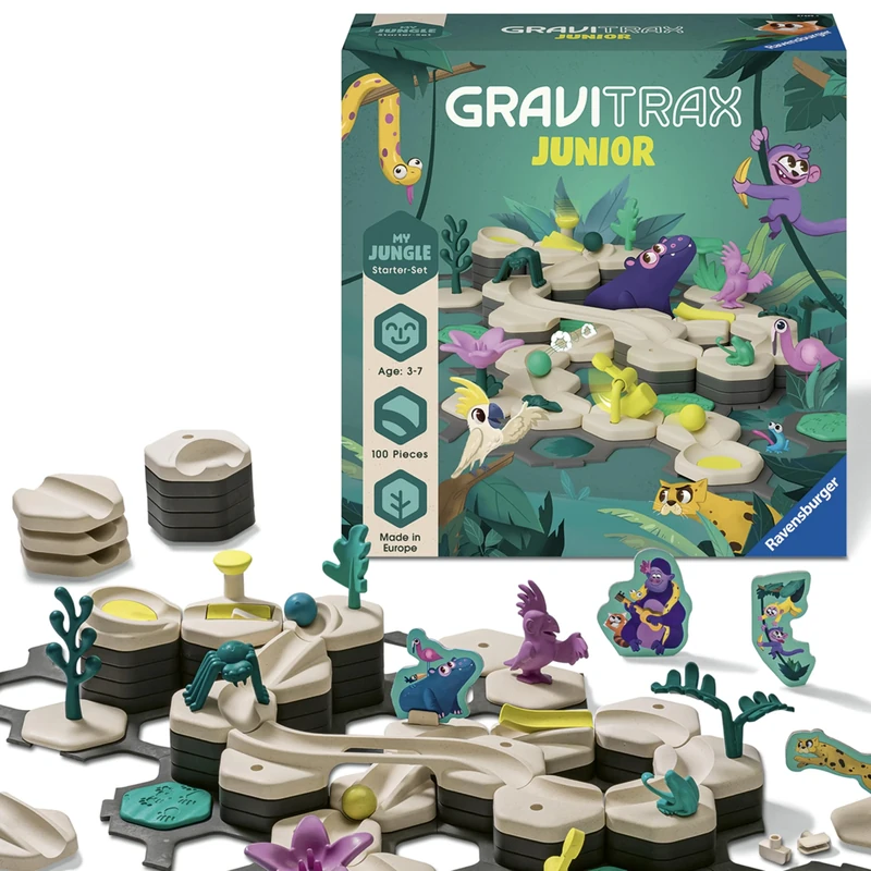 Ravensburger GraviTrax Junior Starter Set L Jungle - Expandable Marble Run for Children, Marble Run Mainly Made of Renewable Raw Materials with Educational Toy and Construction Toy from 3 Years