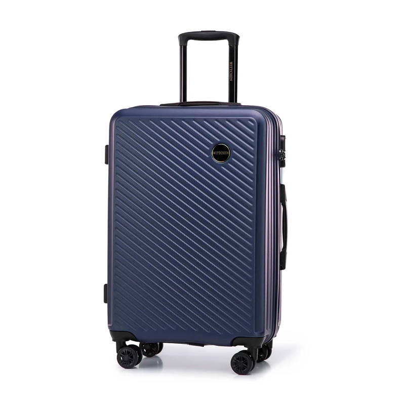 WITTCHEN Travel Suitcase Carry-On Cabin Luggage Hardshell Made of ABS with 4 Spinner Wheels Combination Lock Telescopic Handle Circle Line Set of 3 suitcases Darkblue