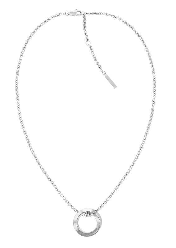Calvin Klein Women's TWISTED RING Collection Chain Necklace in Stainless Steel with a Charm - 35000306