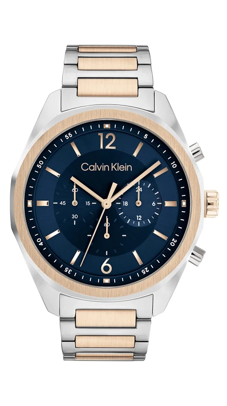Calvin Klein Chronograph Quartz Watch for Men CK Force Collection with Two-Tone Stainless Steel Bracelet - 25200265