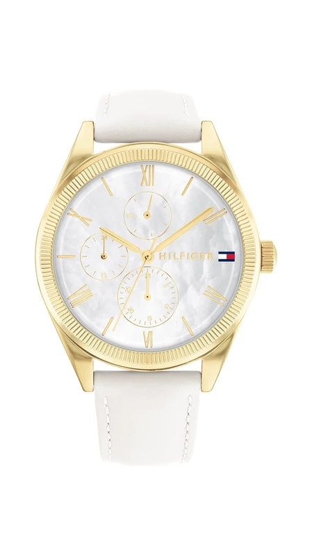 Tommy Hilfiger Analogue Multifunction Quartz Watch for Women with White Leather Strap - 1782594