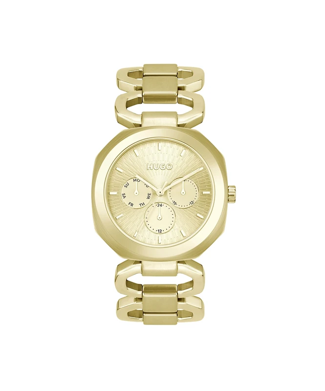 HUGO Analogue Multifunction Quartz Watch for Women #Intense Collection with Gold Colored Stainless Steel Bracelet - 1540150
