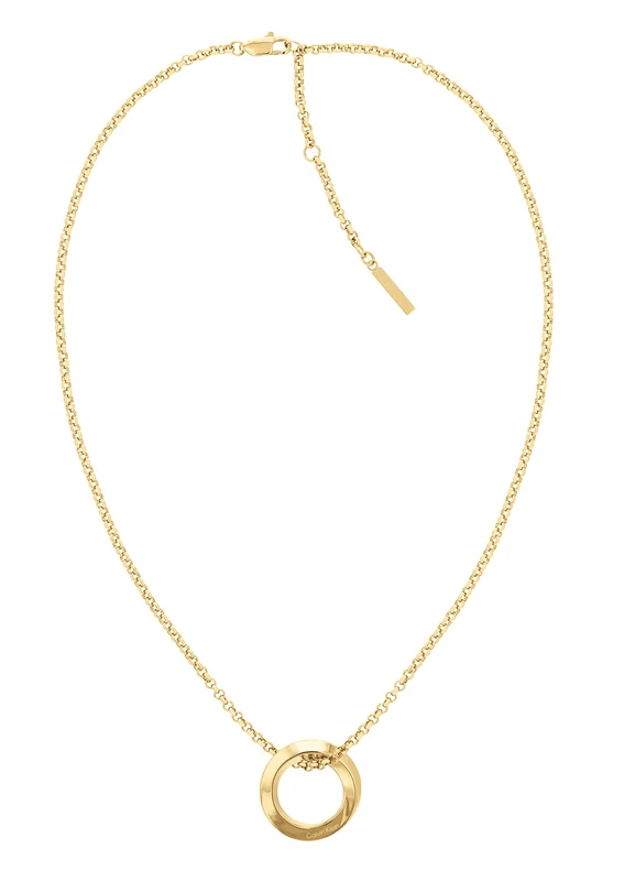 Calvin Klein Women's TWISTED RING Collection Chain Necklace in Yellow Gold with a Charm - 35000307