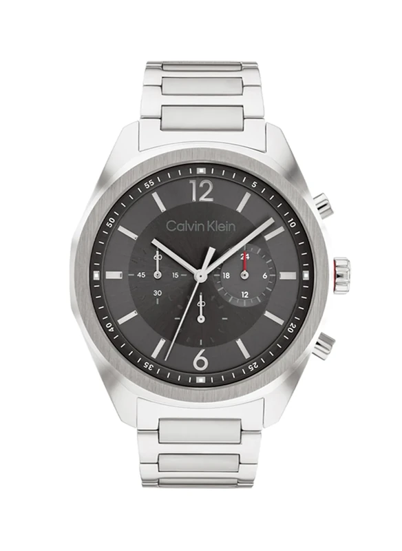 Calvin Klein Chronograph Quartz Watch for Men CK Force Collection with Silver Stainless Steel Bracelet - 25200264