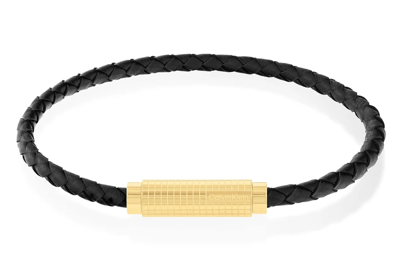 Calvin Klein Men's MODERN GRID Collection Leather Bracelet Black - 35000423 - Image 1