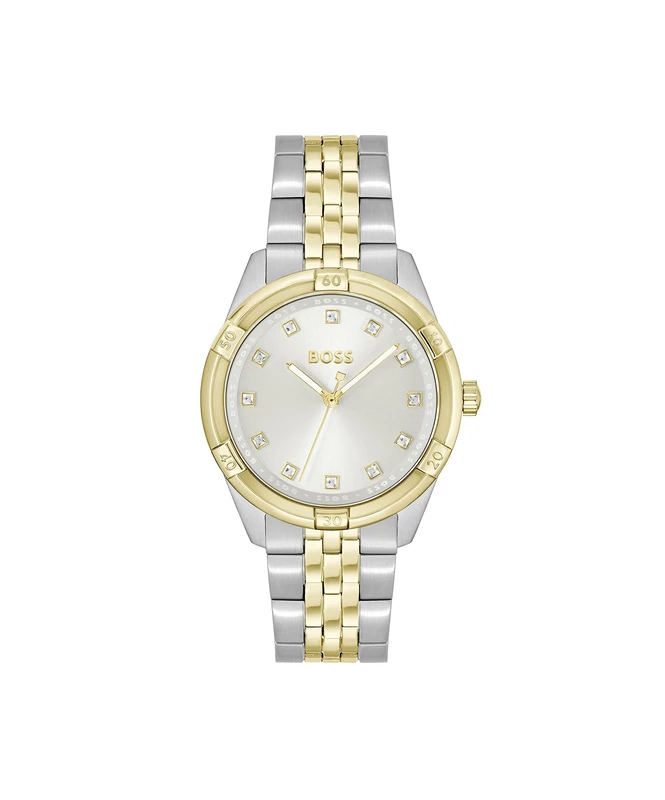 BOSS Analogue Quartz Watch for Women Rhea Collection with Two-Tone Stainless Steel Bracelet - 1502700