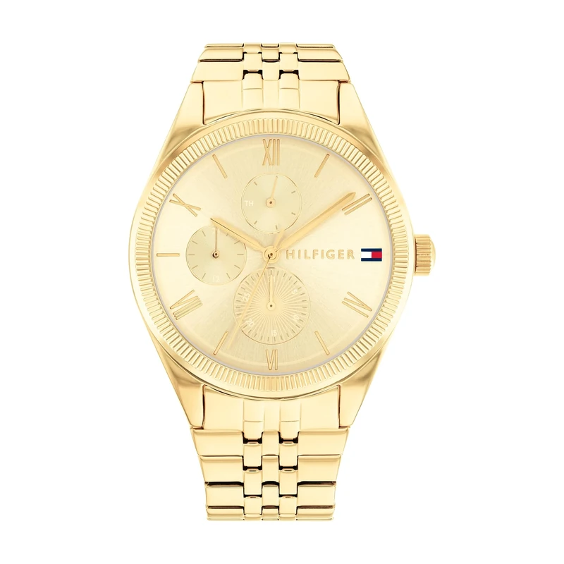 Tommy Hilfiger Analogue Multifunction Quartz Watch for Women with Gold Colored Stainless Steel Bracelet - 1782592