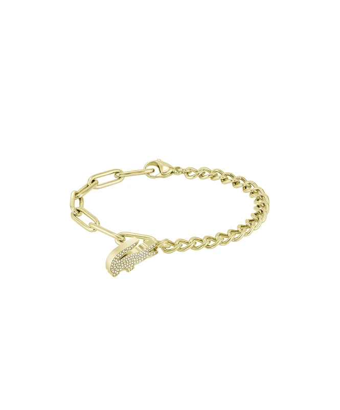 Lacoste Women's CROCODILE Collection Chain Bracelet in Yellow Gold with a Crocodile-Shaped Charm - 2040147