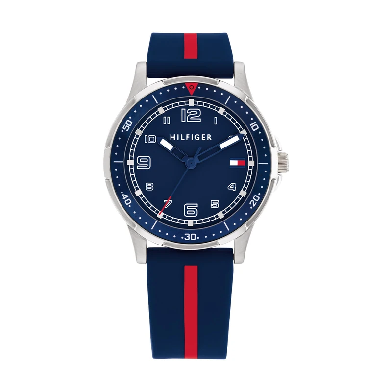 Tommy Hilfiger Three Hand Quartz Movement Watch for Youth with Navy Blue Silicone Bracelet - 1720036