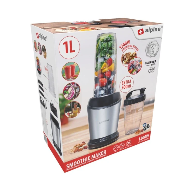 alpina Smoothie Machine with Cup 1200 W Silver